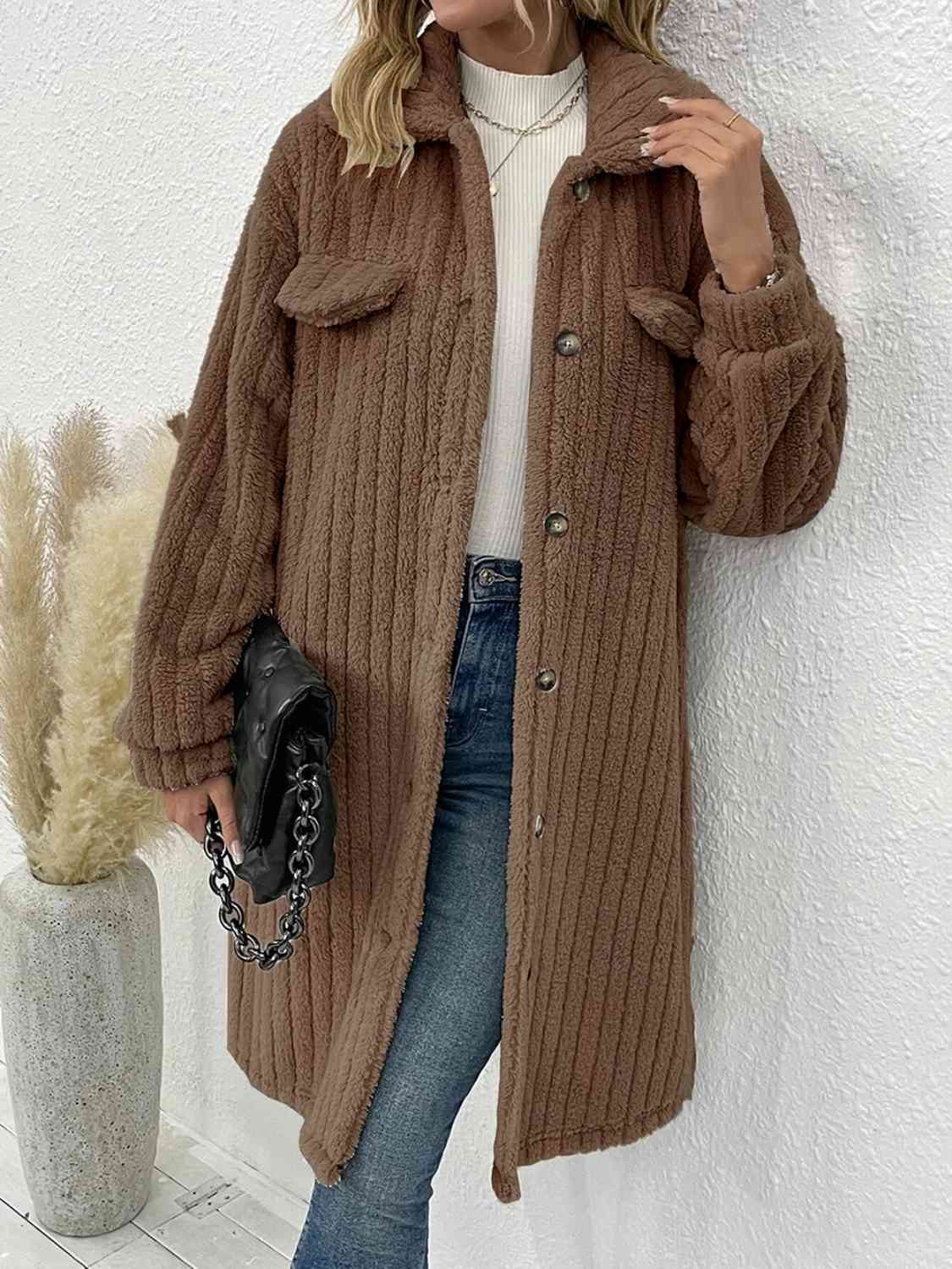 Olivia Collared Neck Drop Shoulder Coat