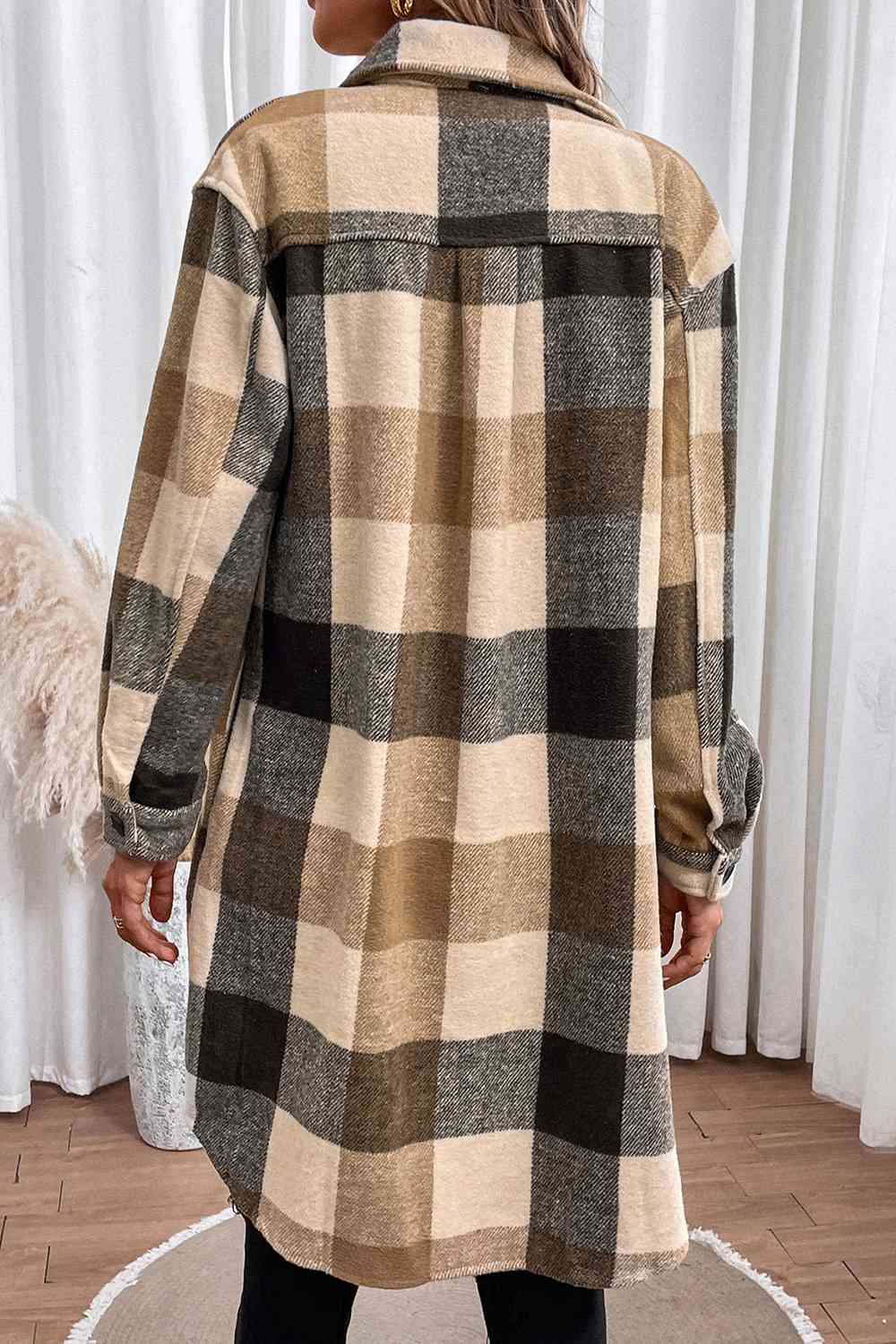 Marcela Plaid Button Down Longline Coat