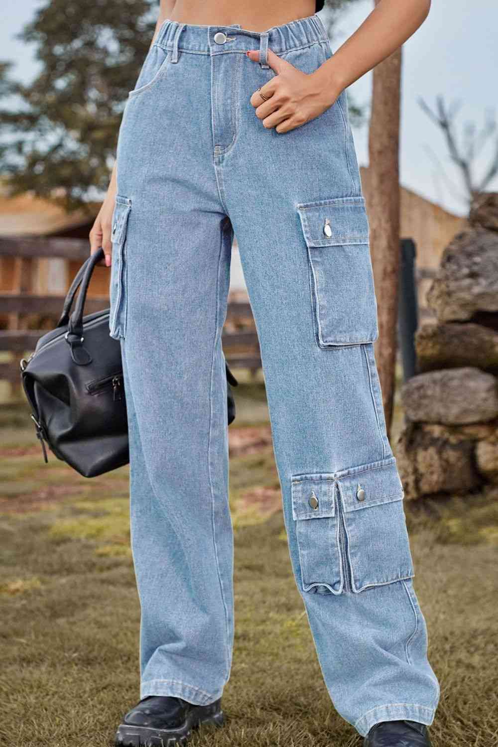 Elodie Loose Fit Long Jeans with Pockets