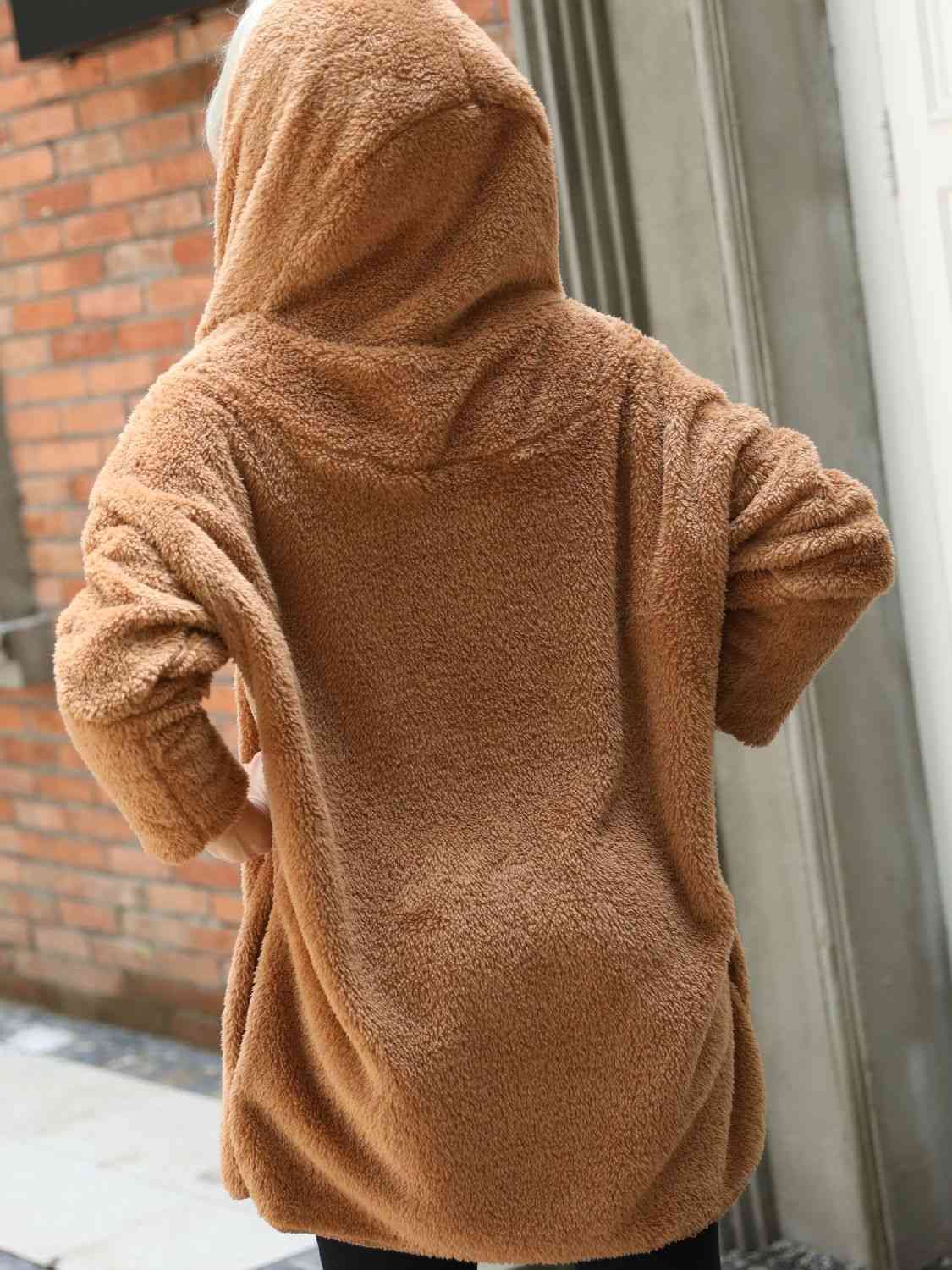 Raquenel Open Front Hooded Teddy Coat