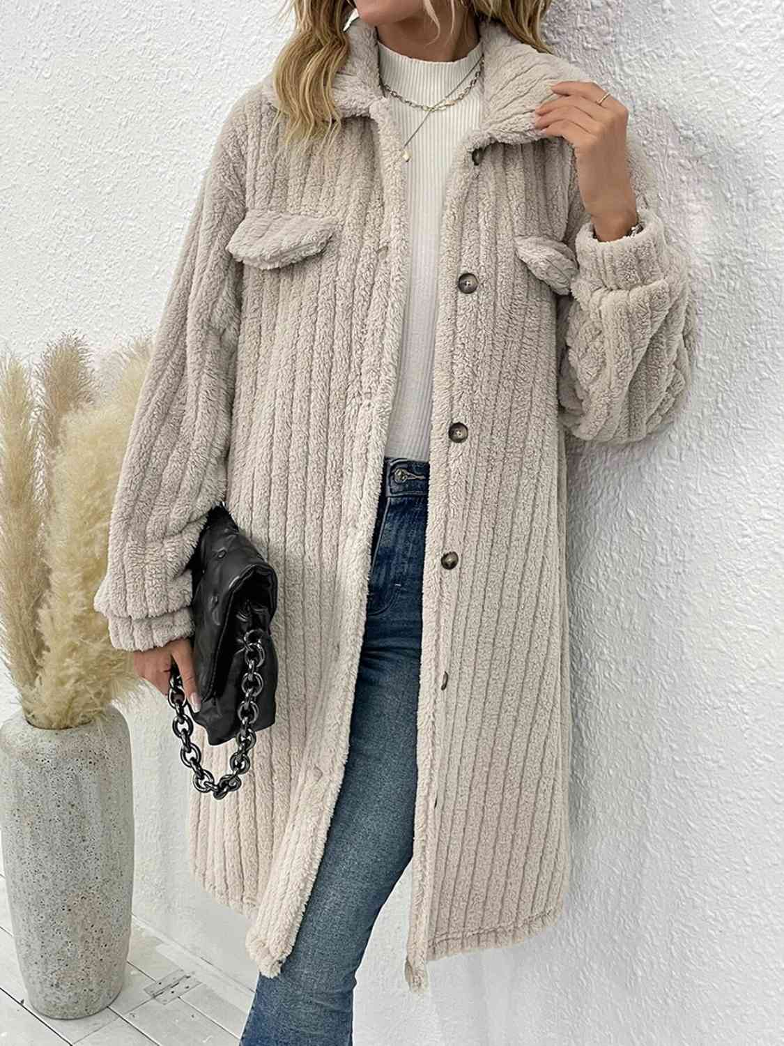 Olivia Collared Neck Drop Shoulder Coat