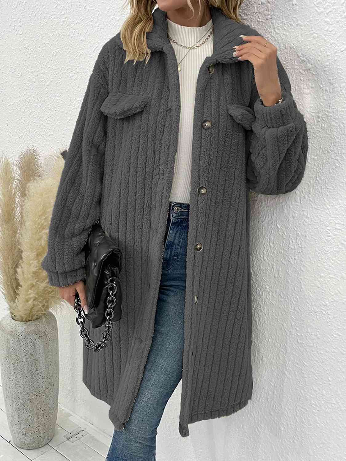 Olivia Collared Neck Drop Shoulder Coat