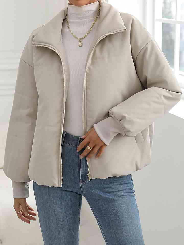 Renata Zip-Up Drop Shoulder Puffer Jacket