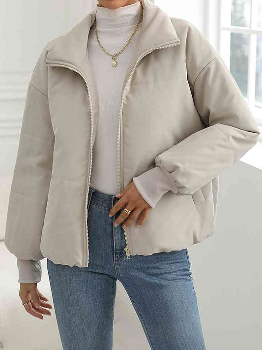 Renata Zip-Up Drop Shoulder Puffer Jacket