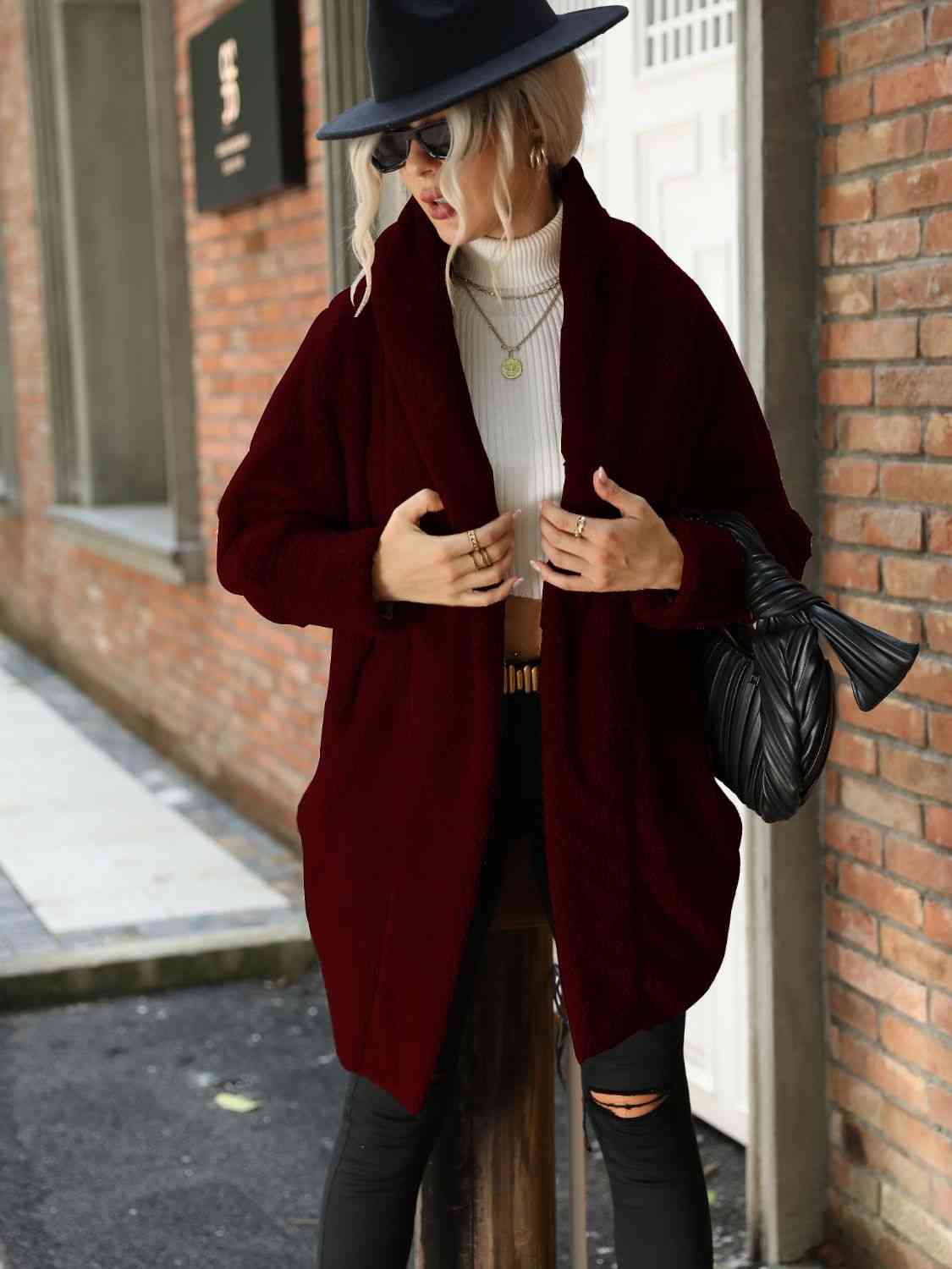 Raquenel Open Front Hooded Teddy Coat