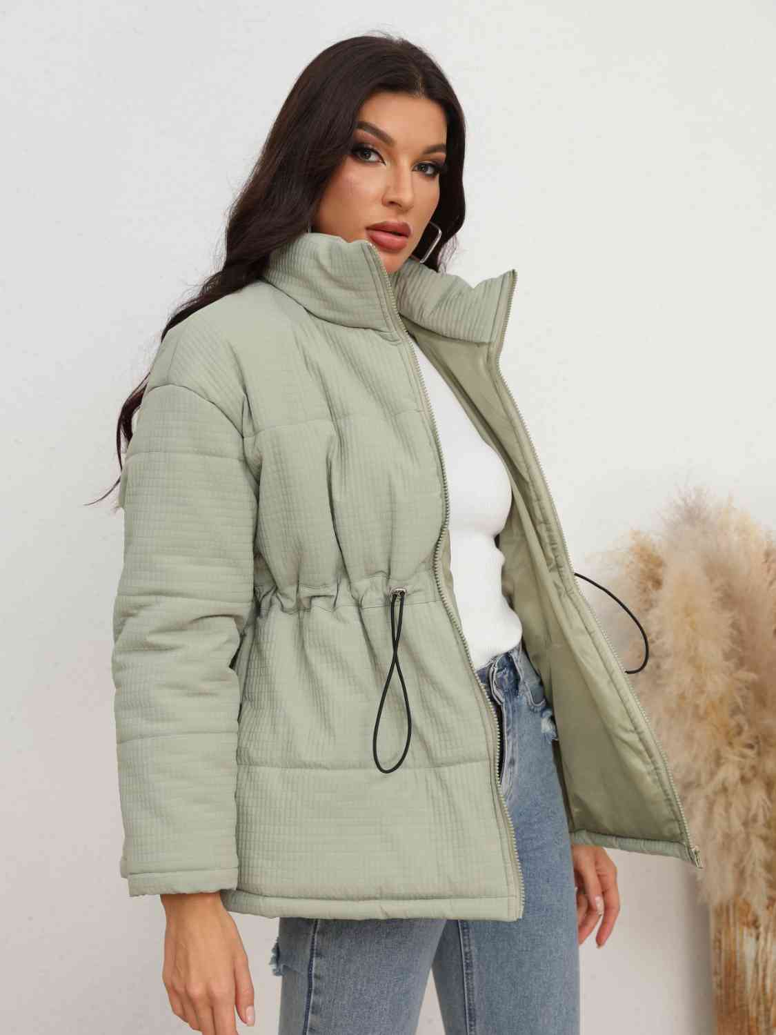 Katia Drawstring Waist Zip-Up Puffer Jacket