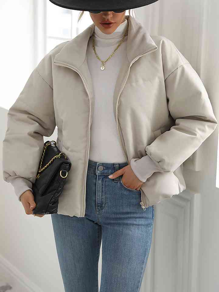 Renata Zip-Up Drop Shoulder Puffer Jacket