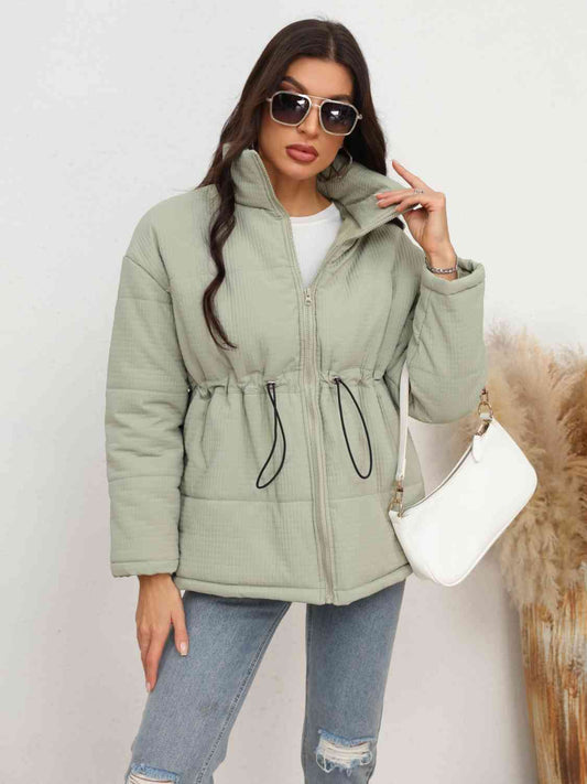 Katia Drawstring Waist Zip-Up Puffer Jacket