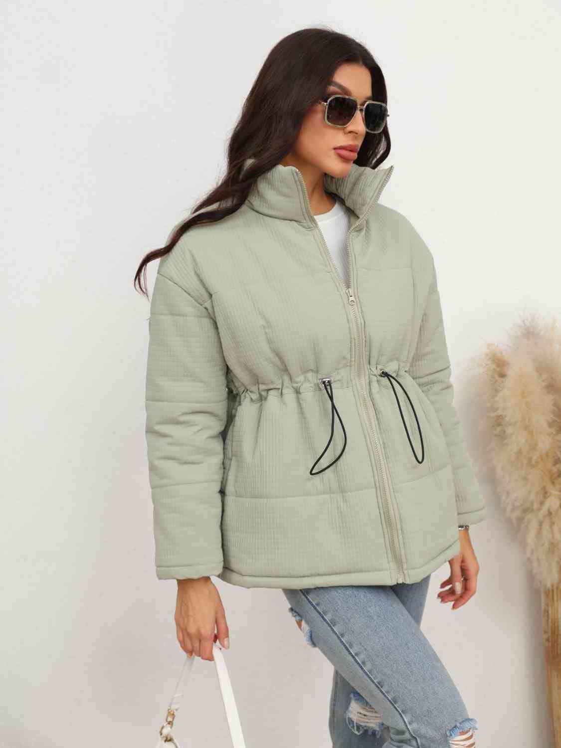 Katia Drawstring Waist Zip-Up Puffer Jacket