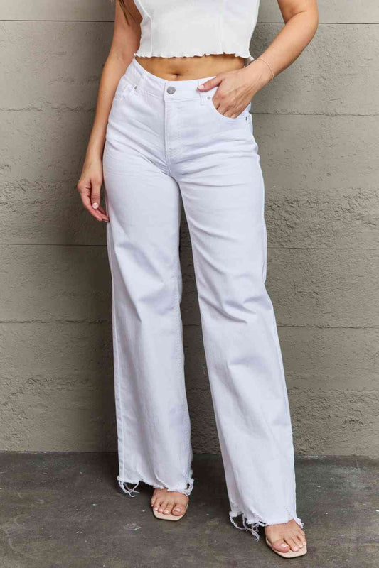 Eira High Waist Wide Leg Jeans in White